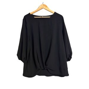 Love Maven’s Black Chic Women's Blouse Flattering Detail At The Bottom NWOT 1XL